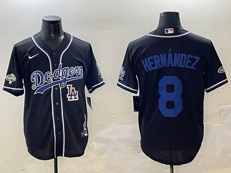 Men Los Angeles Dodgers #8 Hernandez Black Fashion Game 2025 Nike MLB Jersey style 3069->los angeles dodgers->MLB Jersey
